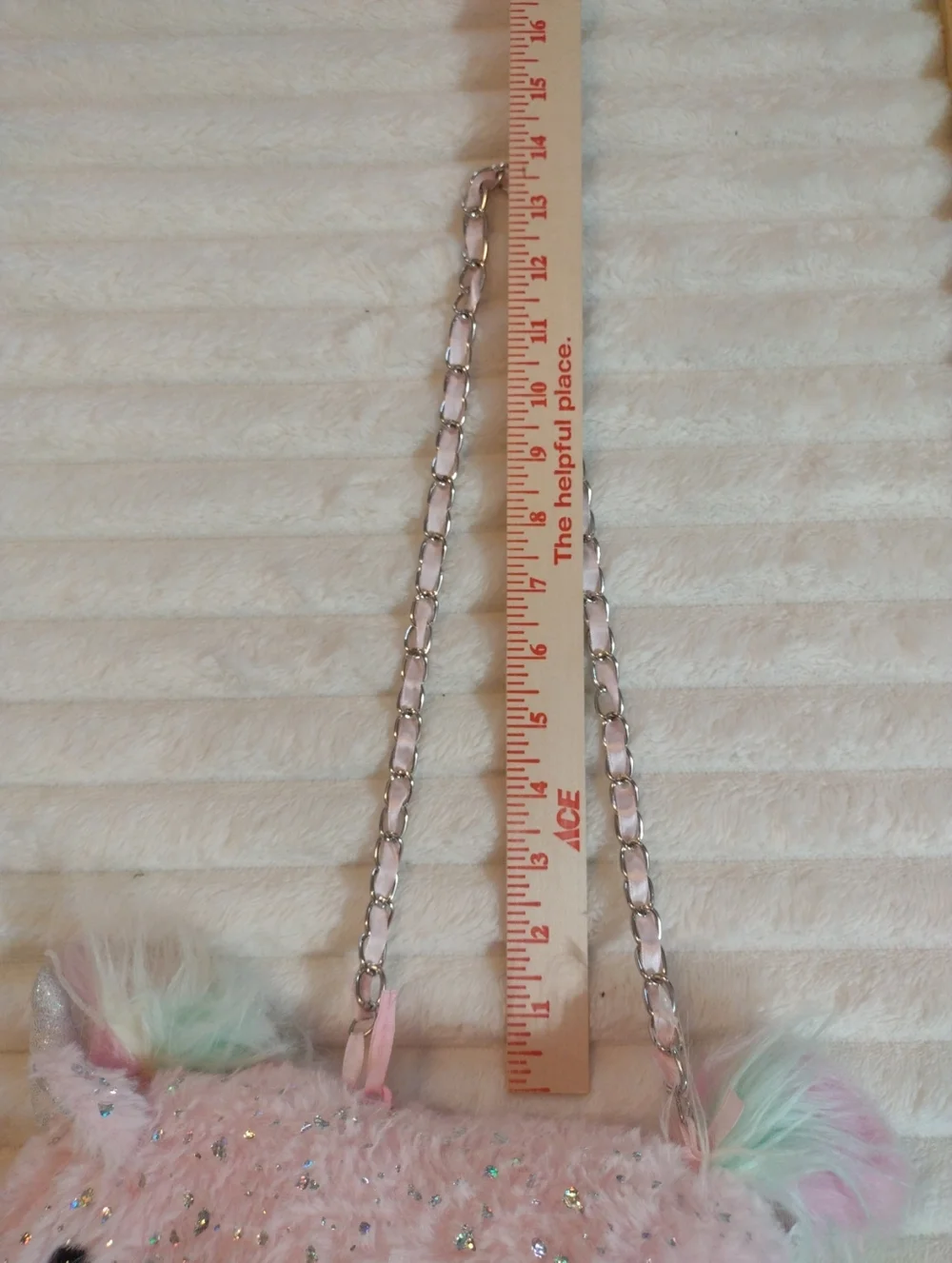 New Olly & Me Pink Unicorn Plush Crossbody Purse Zip Chain Sparkles Rainbow